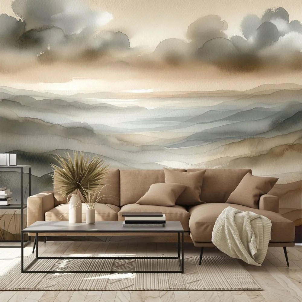 Tapeta akvarelová krajina v hmle