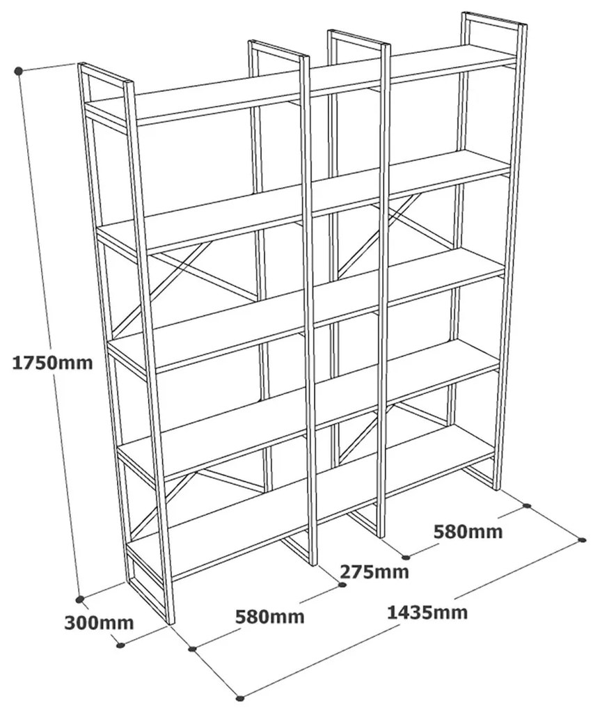 Knižnica  VG5 - A 143,5 cm hnedá/čierna