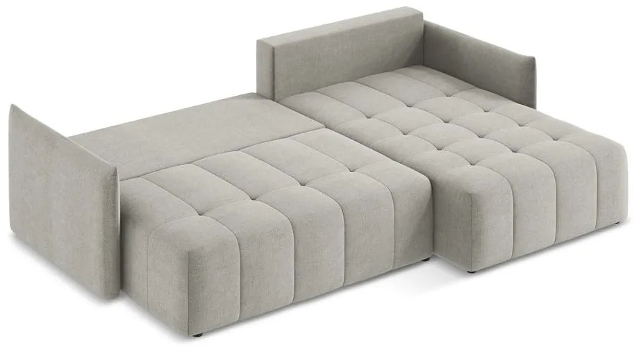 Svetlosivá rozkladacia/s úložným priestorom rohová pohovka (pravý roh/s leňoškou) Moku – Makamii