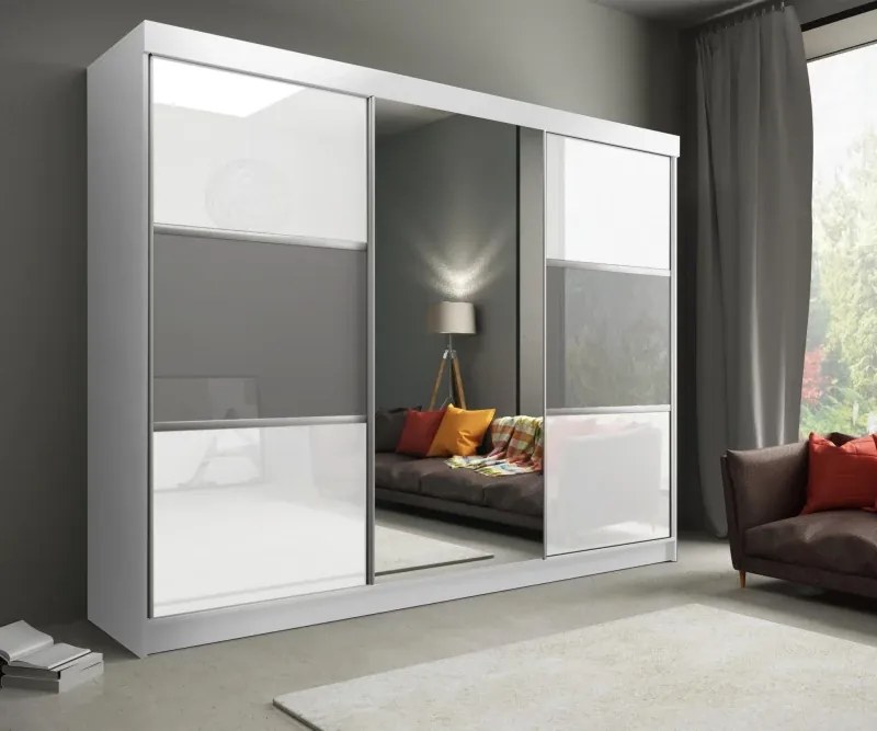 Šatníková skriňa Rumba, 120 cm, čierna/čierne sklo