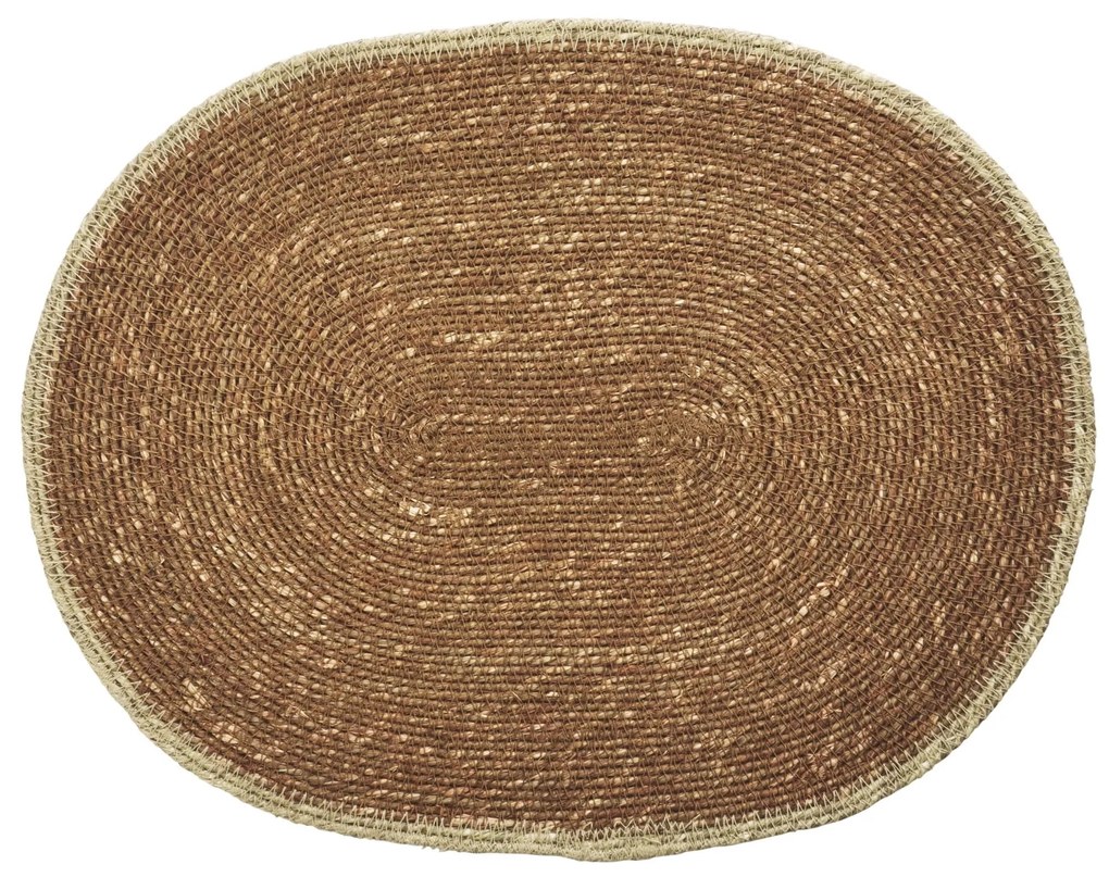 MADAM STOLTZ Prostírání Seagrass Natural Rim – set 2 ks Světle hnědé