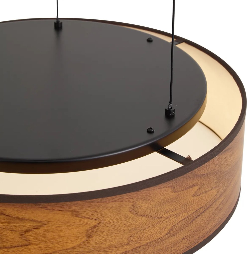 Moderná závesná lampa čierna s potlačou orechového dreva vrátane LED 3-stupňovo stmievateľná Easylift - Drew