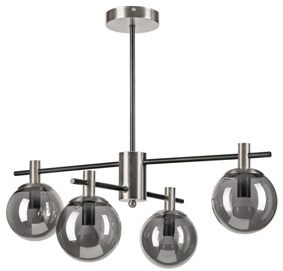 Luster na tyči LILOU 4xE14/5W/230V matný chróm/dymová