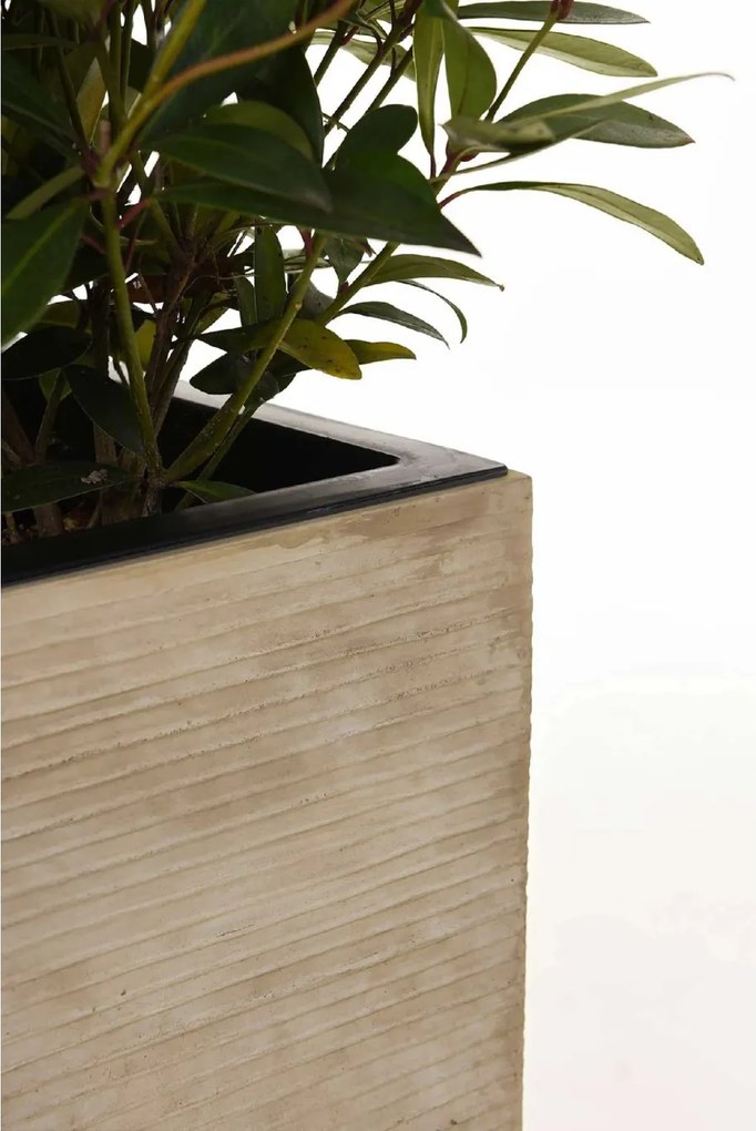 Vysoký kvetináč BLOCK, sklolaminát, výška 80 cm, béžové riadky