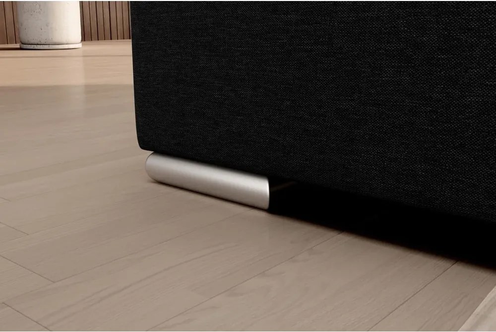 Čierna rozkladacia/s úložným priestorom rohová pohovka (ľavý roh/do L) Sado – ELTAP