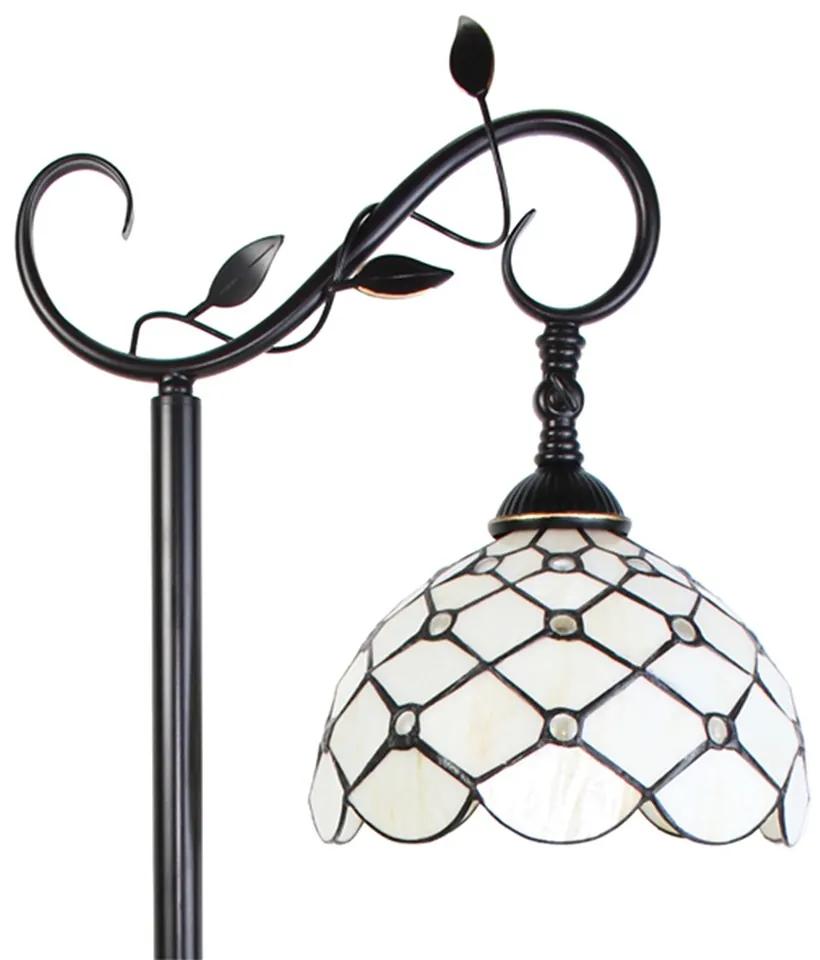 Biela stojacia Tiffany lampa kamienky TransparentEye - 36*25*152 cm E27/max 1*60W