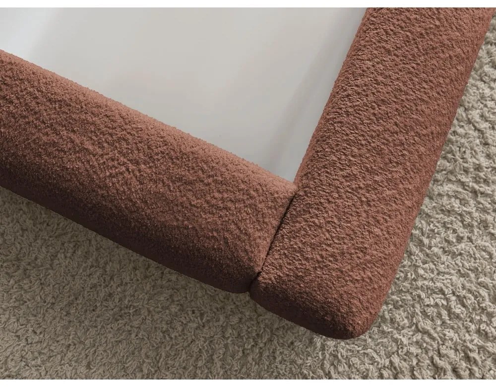 Oranžová čalúnená dvojlôžková posteľ s úložným priestorom s roštom 140x190 cm Orlane – Bobochic Paris