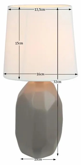 Keramická stolná lampa, sivohnedá taupe, QENNY TYP 3 AT15556