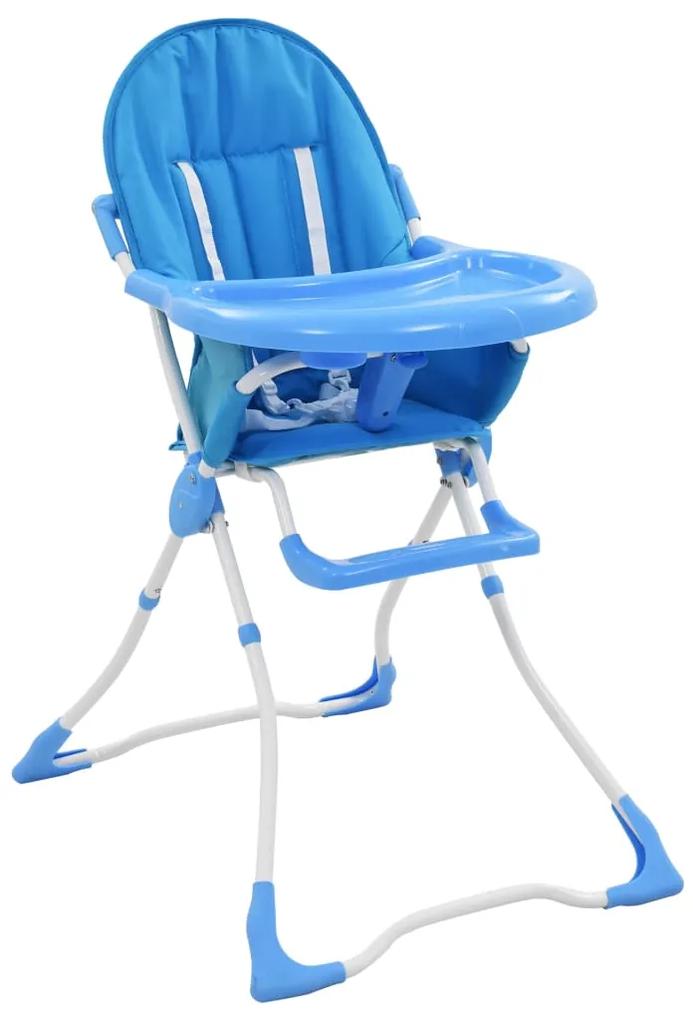 vidaXL Vysoká detská jedálenská stolička modrá a biela