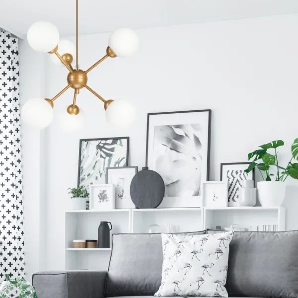 Luster na tyči RUBBY BALL 6xG9/5W/230V zlatá