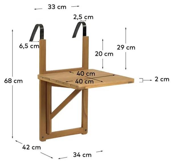 Skladací balkónový stôl amarillis 40 x 42 cm MUZZA