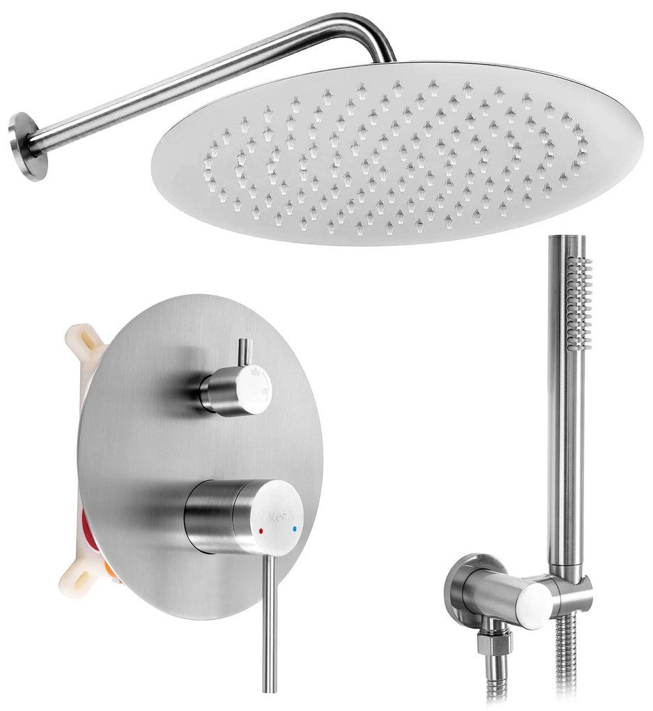 Rea Foss, podomietková sprchová súprava + inštalačný systém BOX, brúsená oceľ, REA-P5969