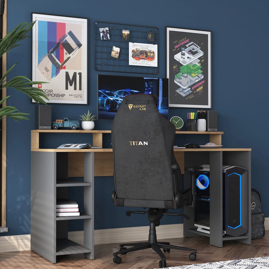 Písací stôl Kalipo 160 cm orech/antracit