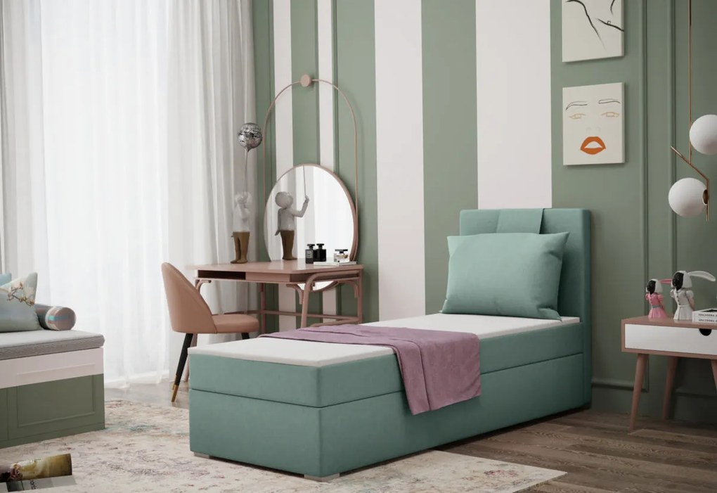 Čalúnená posteľ boxspring MIRANDA + vrchný matrac - soro 34 / ľavá / 90x200