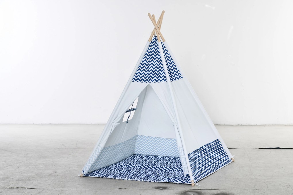 HOMCOM Detský Teepee Stan pre Deti od 3 rokov Drevený Tipi s Okienkom, Podložkou a Prepravnou Taškou do Interiéru a Exteriéru 120x120x155 cm Šedý | Ao