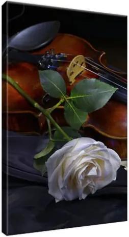 Obraz na plátne Husle a biela ruža 20x30cm 2349A_1S