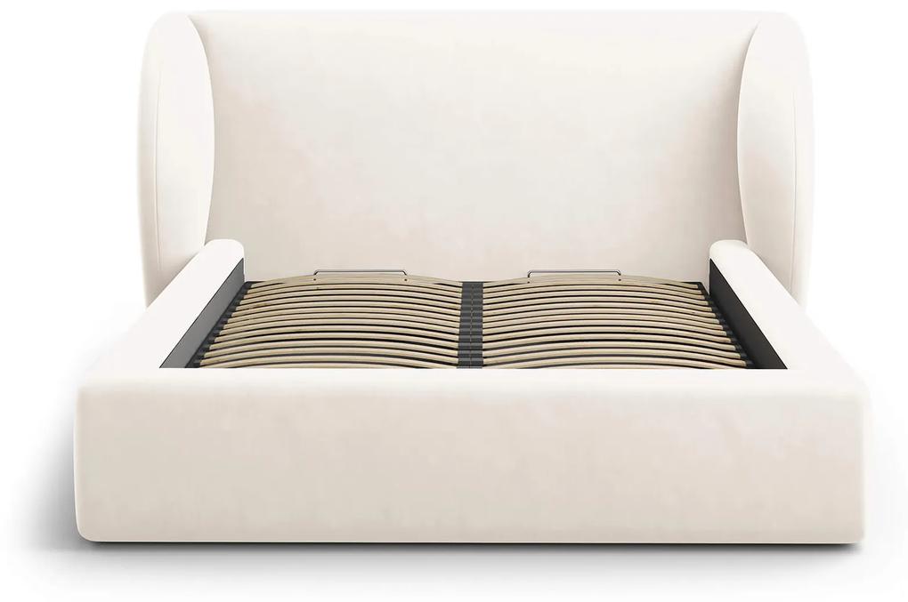 Čalúnená posteľ milany s úložným priestorom 180 x 200 cm zamat béžová MUZZA
