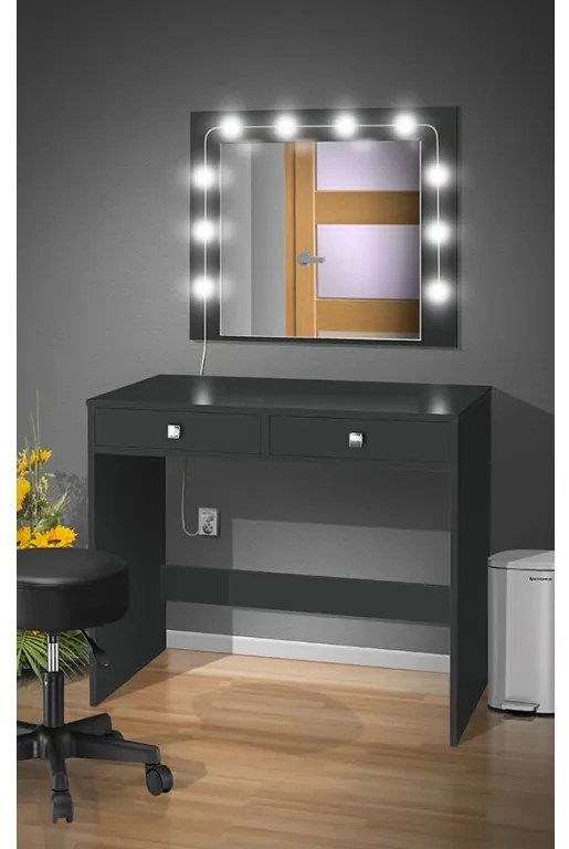 Nabytekmorava Toaletný stolík s LED osvetlením a zrkadlom farba lamina: Antracit