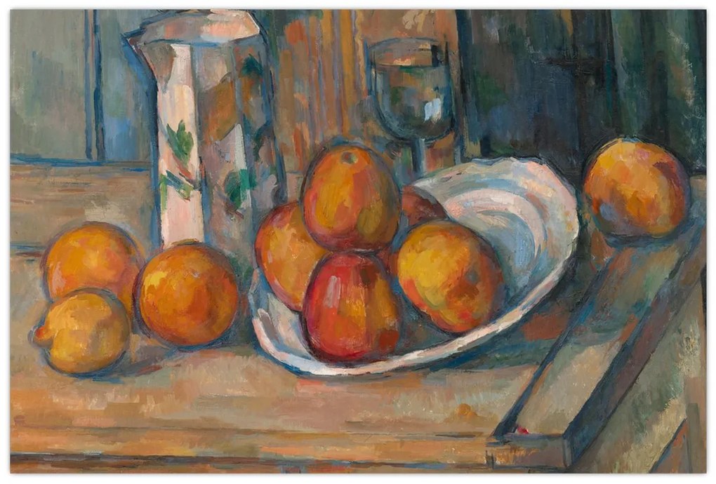 Obraz - Paul Cézanne, Still Life with Milk Jug and Fruit, reprodukcia (90x60 cm)