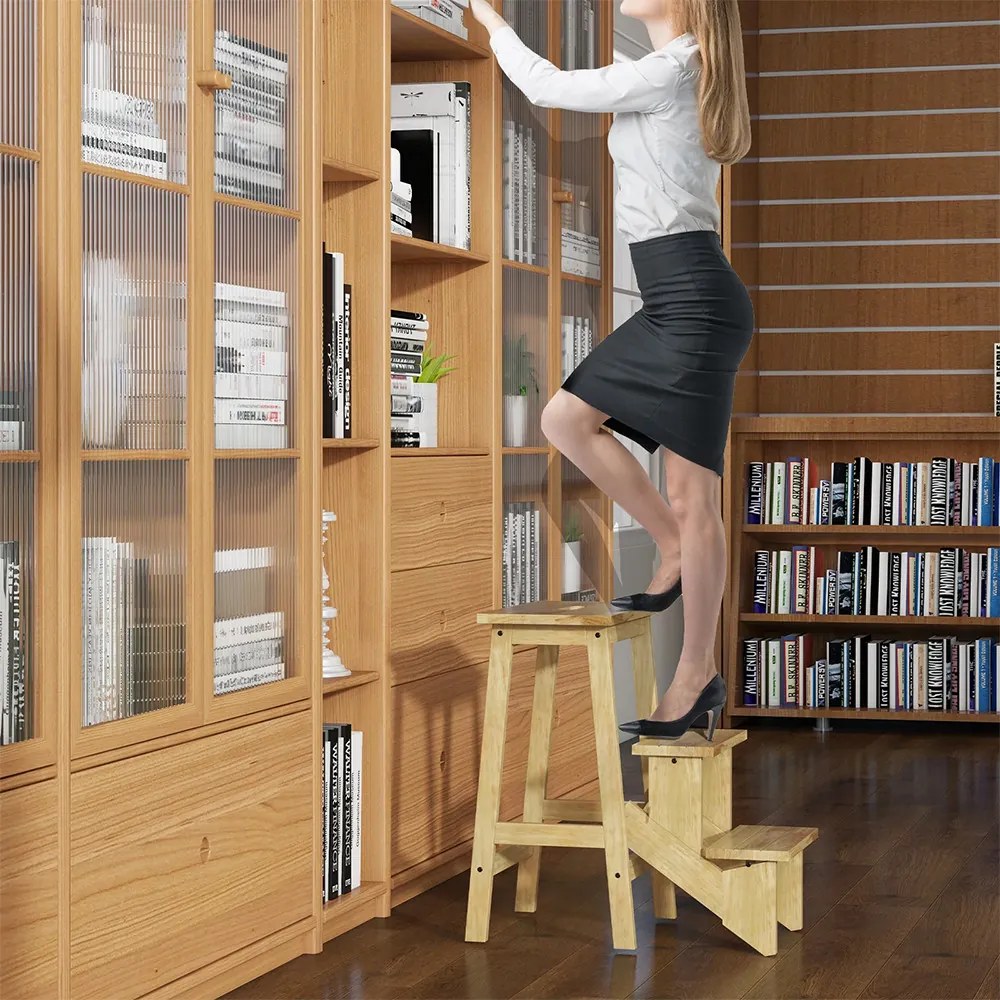 Skladací 3-stupňový stolička, prírodná