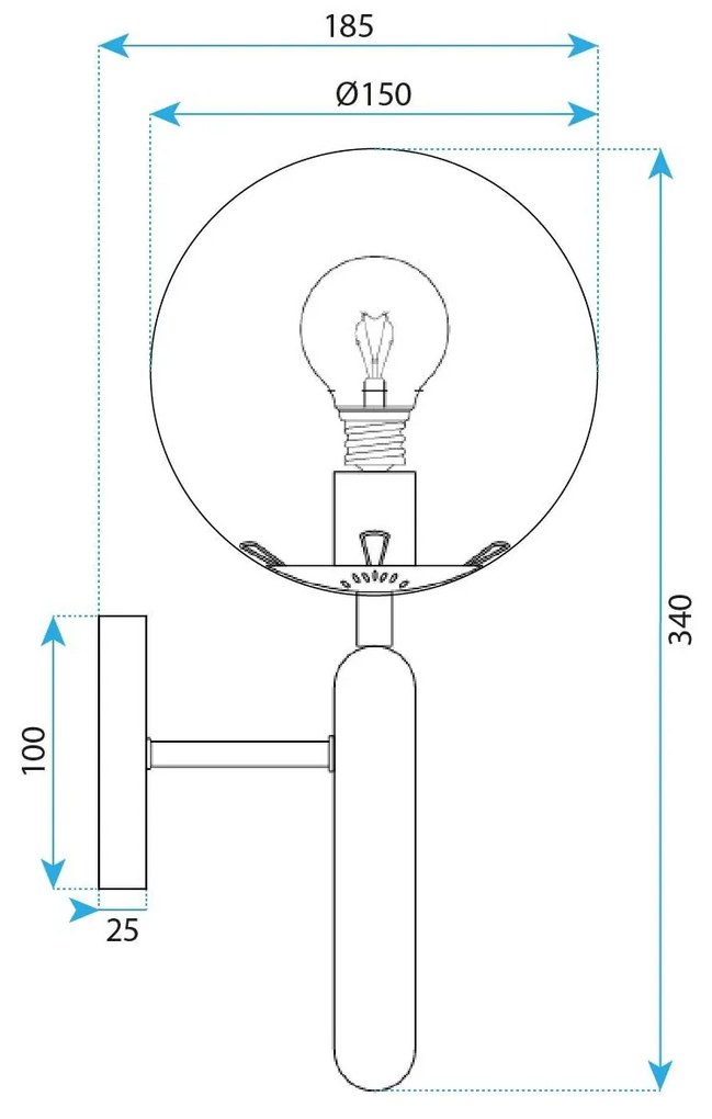 Toolight Toolight, nástenné svietidlo 1xE27, G097-1W, čierna, OSW-09722