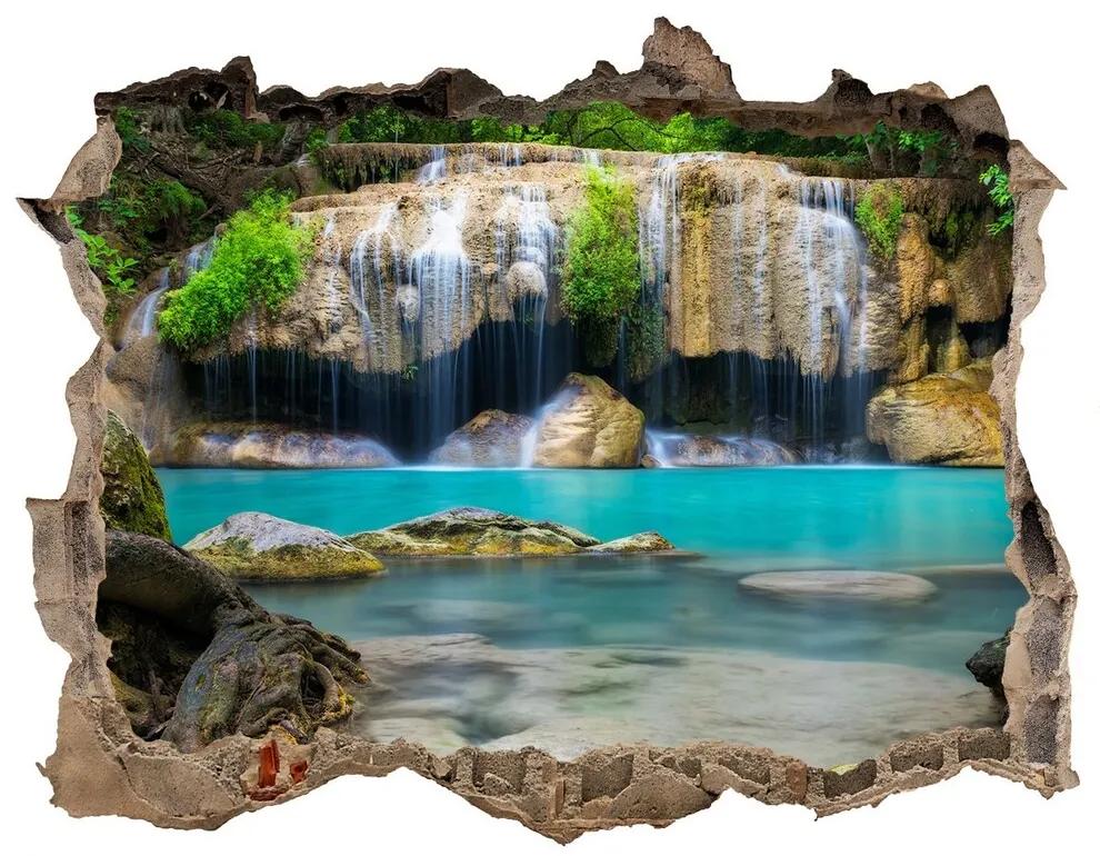 Díra 3D ve zdi nálepka Vodopád v lese nd-k-168975123