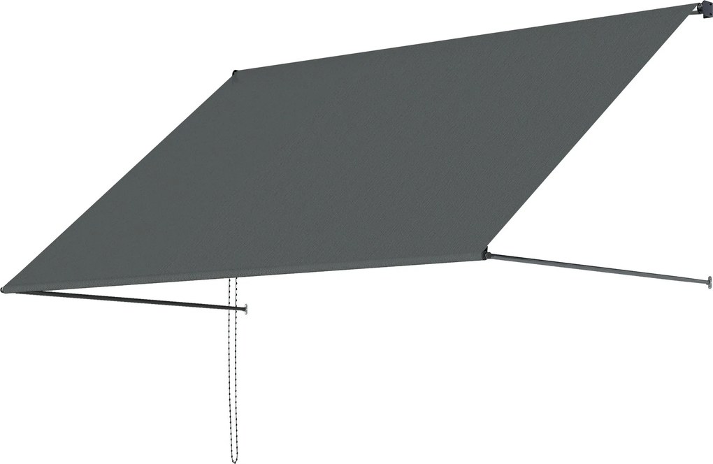 Outsunny manuálna vysúvacia markíza, nastaviteľný sklon, 195 × 120 cm, hliník a polyester, tmavosivá | Aosom