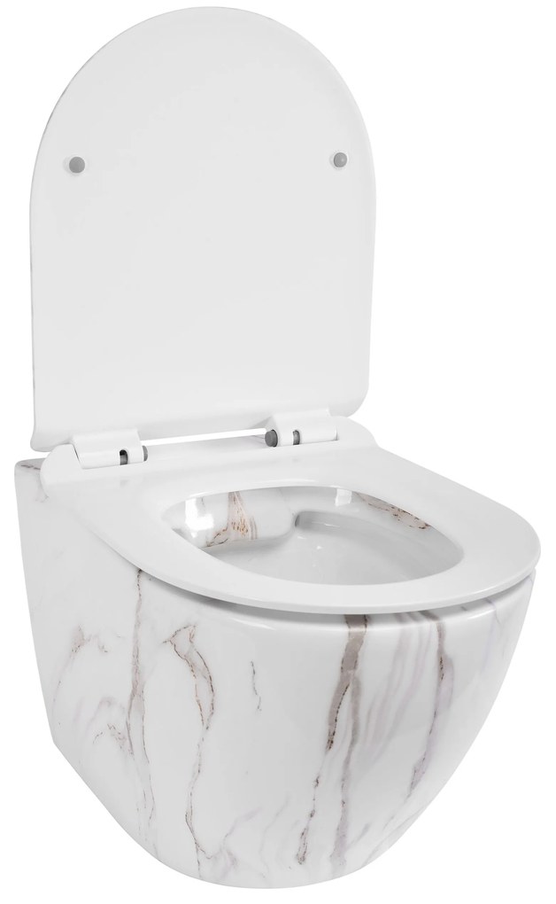 Rea CARLOS Aiax - závesná WC misa Rimless 49x37 s pomaly-padajúcim sedátkom, biela, REA-C6385