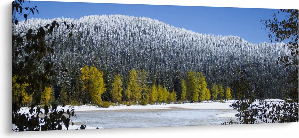 Obraz - zasnežené hory v zime (120x50 cm)