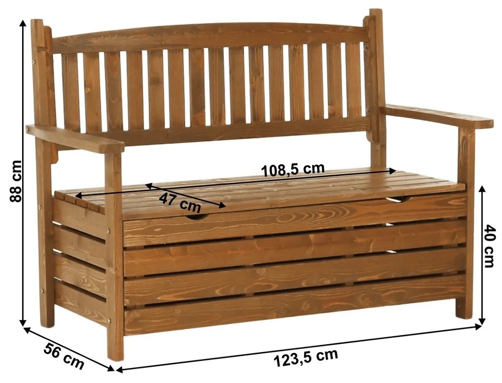 Záhradná lavička, hnedá, 123,5 cm, DILKA