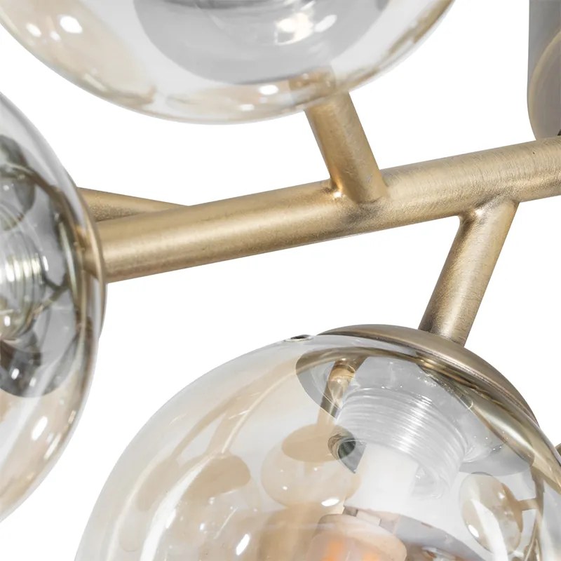 Inteligentné stropné svietidlo bronzové s jantárovým sklom 12-svetiel Vrátane Zigbee G9 - Bianca