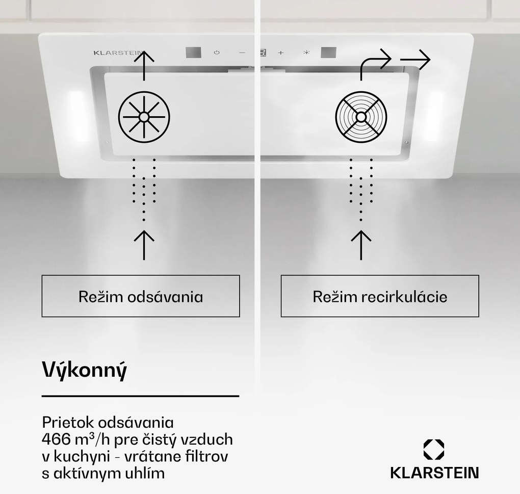 Klarstein Hektor Eco, digestor, 72 cm, 466 m³/h, dotykové ovládanie, sklo