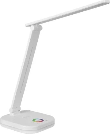 Stmievateľná stolná lampa LED RGBW s bezdrôtovým nabíjaním, 7W/5V USB, biela
