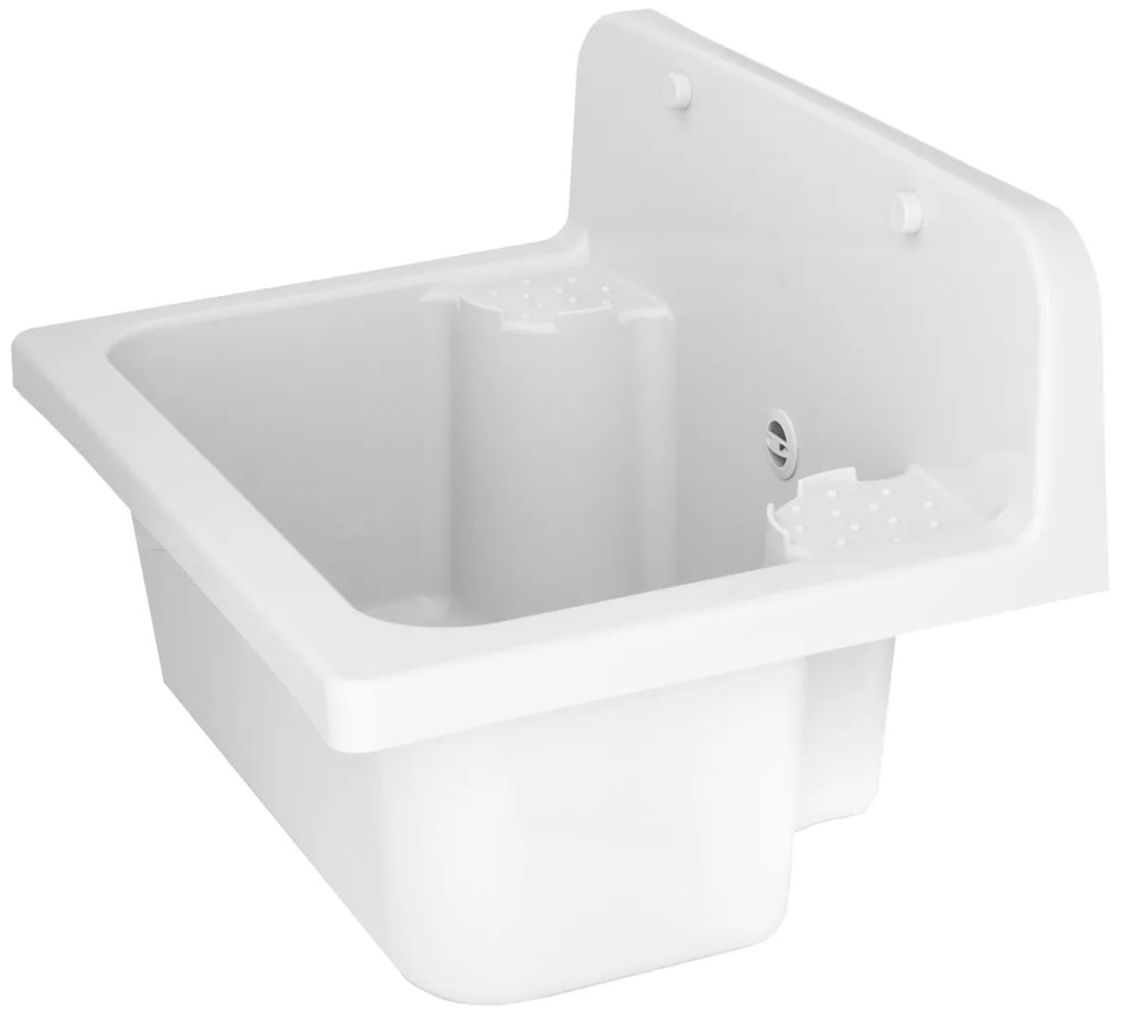 Gamma Manta, univerzálna plastová výlevka 55,6x37,3x34,8 cm + sifón, 1-komorová, biela, GMA-KGR56-WH