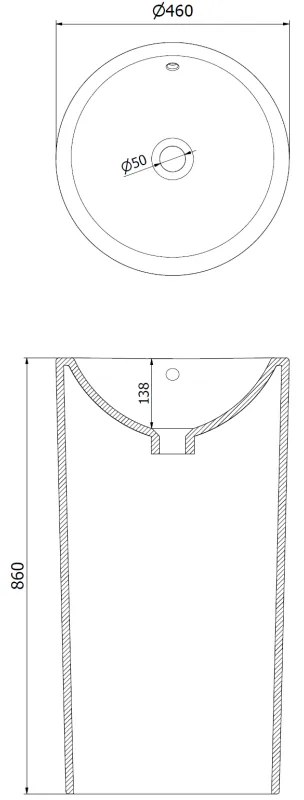 Mexen Nerda, voľne stojace umývadlo 46x44x82 cm, čierna matná, 26084670