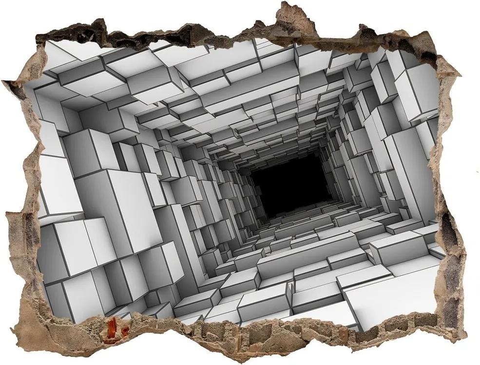 Díra 3D fototapeta nálepka Tunel krychle WallHole-95x64-kamien-55216784