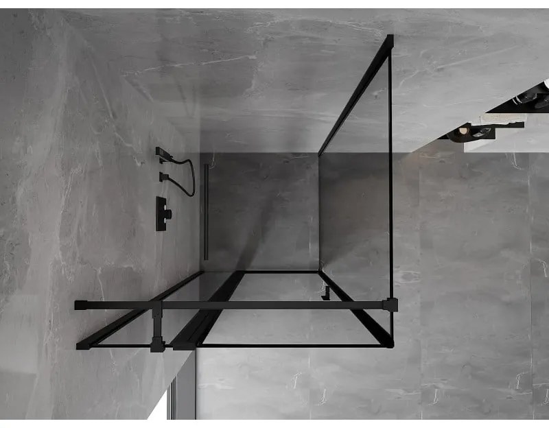 Mexen Mist T, sprchový kút s krídlovými dverami, ľavý, 85 x 85 cm, 8mm číre sklo, čierny profil, 8A4T-085-085-70-70-L