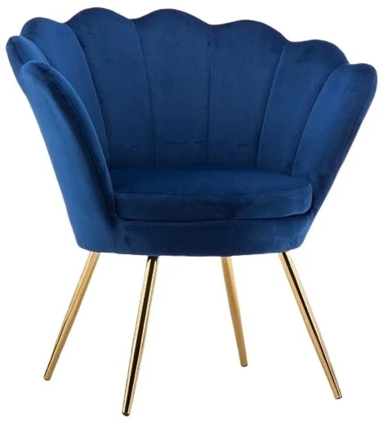 LuxuryForm DESIGN Kreslo FREY VELUR so zlatými nohami - modré