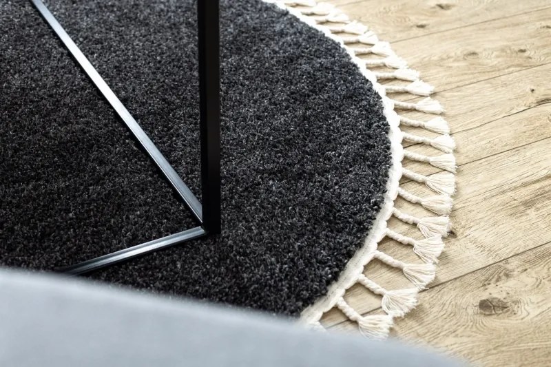 styldomova Antracitový shaggy koberec Berber 9000 Maroko kruh