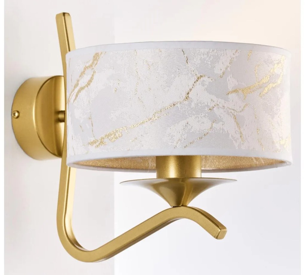 Jupiter 2111 - Nástenné svietidlo KASZMIR 1xE27/15W/230V biela/zlatá/mramorový dekor