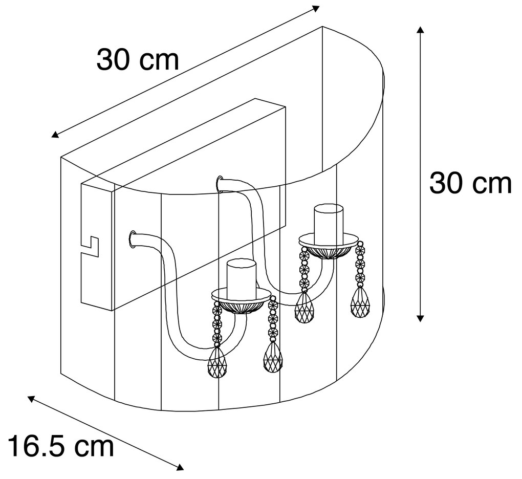 Klasická nástenná lampa chróm s čiernym tienidlom - Ann-Kathrin 2