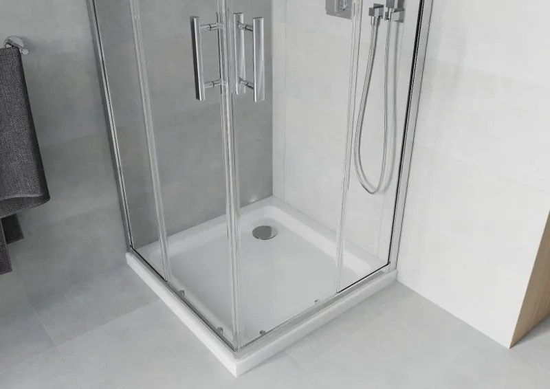 Mexen Rio, štvorcový sprchový kút 70 x 70 cm, 6mm číre sklo, chrómový profil + biela sprchová vanička, 860-070-070-01-00-4010