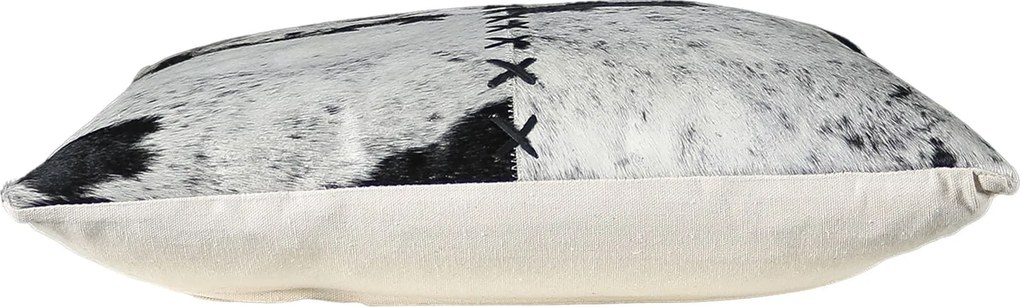 Bielo-čierny kožený vankúš s výrazným stehom Stitch Cow - 45*45*15cm