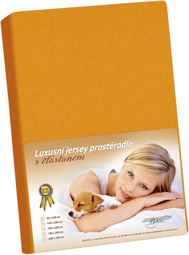 Bellatex Jersey prestieradlo s elastanom oranžová, 200 x 220 cm