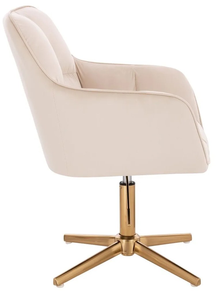 LuxuryForm DESIGN Kreslo AMALFI VELUR na zlatom kríži - krémové