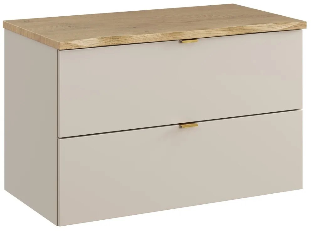 Závesná skrinka pod umývadlo Dalia Cashmere Nature s doskou 80 cm béžová/dub cremona