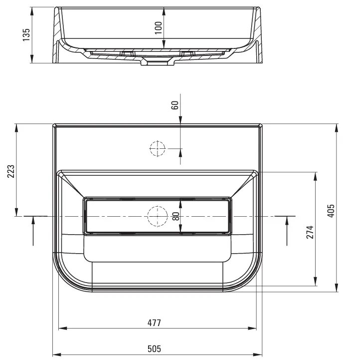 Deante Arnika, granitové umývadlo na dosku 505x405x135 mm, šedá metalíza, DEA-CQA_SU5S