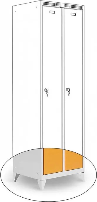 Kovová šatníková skriňa Trestles SS2M 1800x600x500 mm, 2 oddiely, žlté dvere Podnož: bez podnože, Zámok: cylindrický