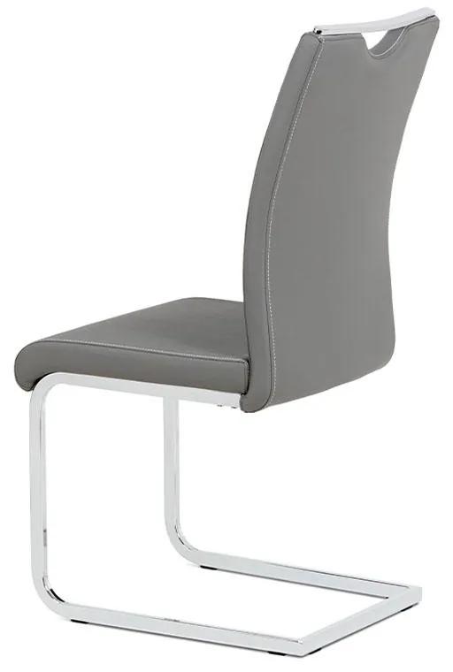 Autronic -  Jedálenská stolička DCL-411 GREY sivá koženka / chróm