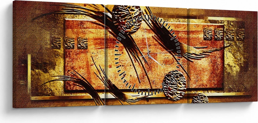 Obraz abstrakcie (s hodinami) (90x30 cm)